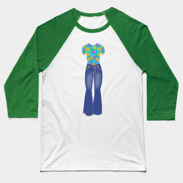 Flower power 70's jeans Baseball T-Shirt by designInk